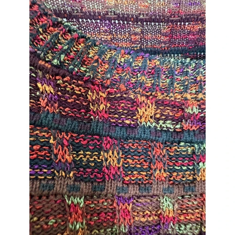 Vintage Tony Lambert Women's Sz L Knit Sweater Colorful Geometric 80s 90s Orange - Picture 3 of 9